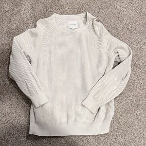 American Eagle Outfitters Men's Ribbed Crewneck Sweater in Light Beige